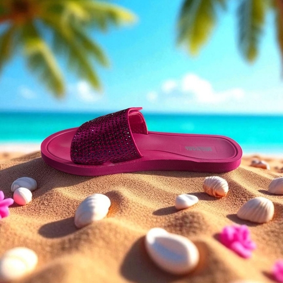 Michael Kors Mk Pool Slide Sandal In Dragon Fruit Size 7 (EUC) - Picture 8 of 10